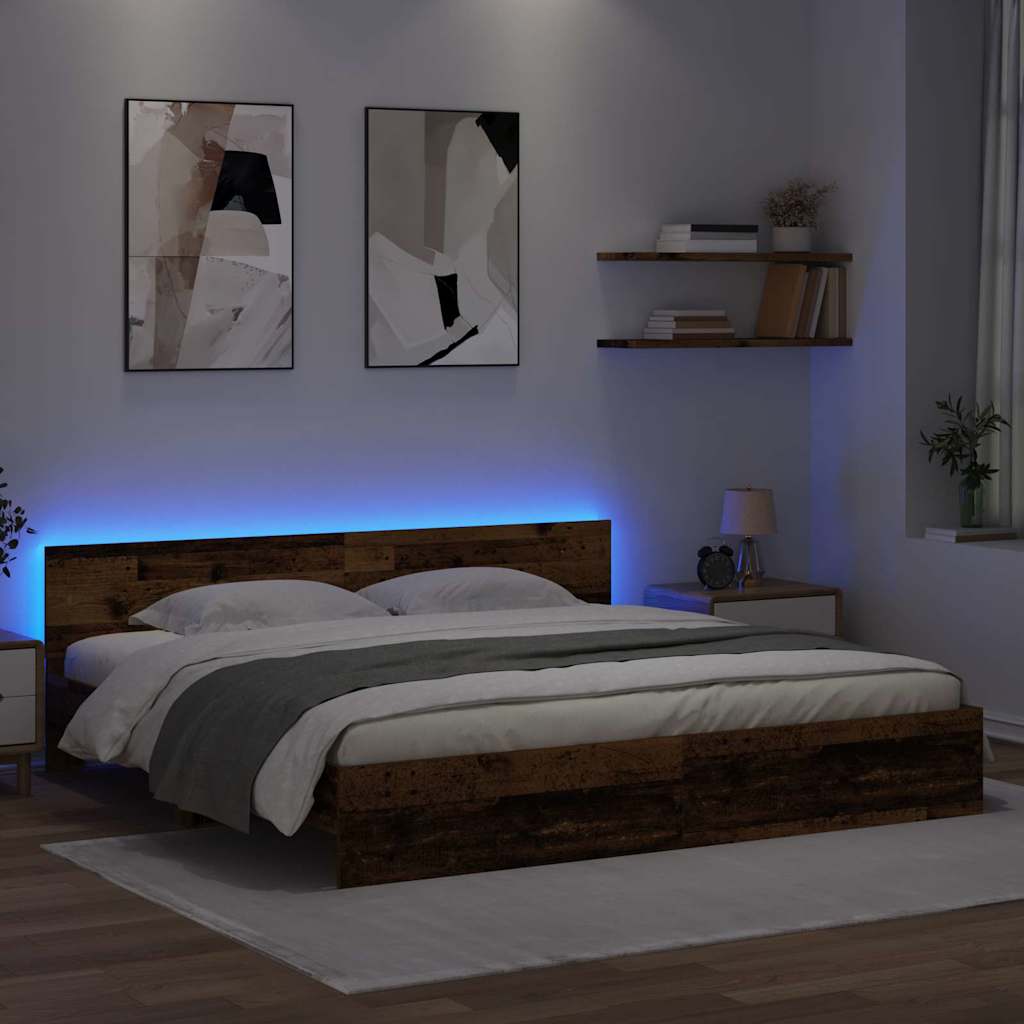 vidaXL Σκελετός Κρεβατιού Παλιό Ξύλο 180 x 200 cm Επεξεργασμένο ξύλο