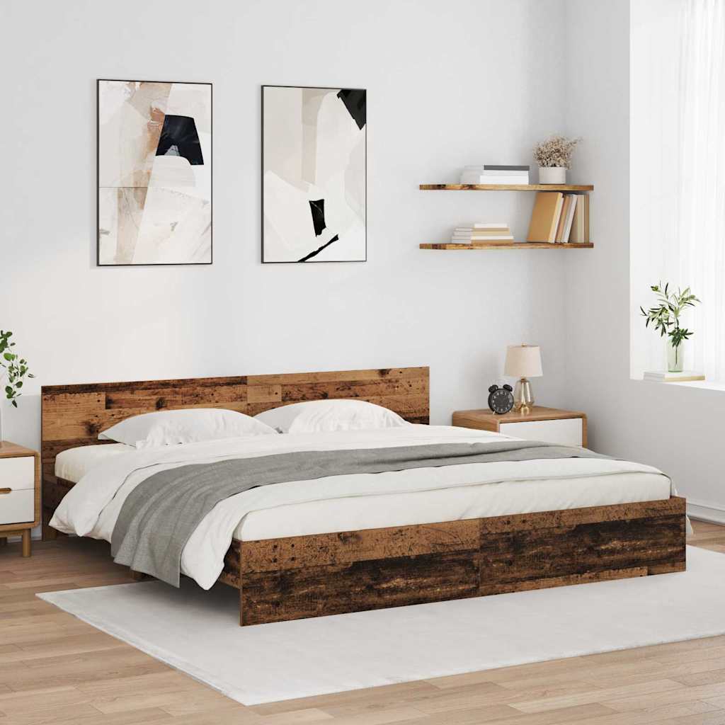 vidaXL Σκελετός Κρεβατιού Παλιό Ξύλο 180 x 200 cm Επεξεργασμένο ξύλο