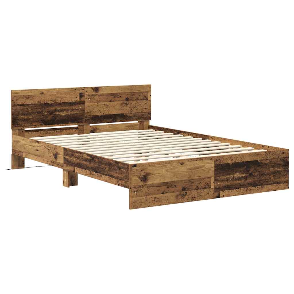 vidaXL Σκελετός Κρεβατιού Παλιό Ξύλο 140 x 200 cm Επεξεργασμένο ξύλο