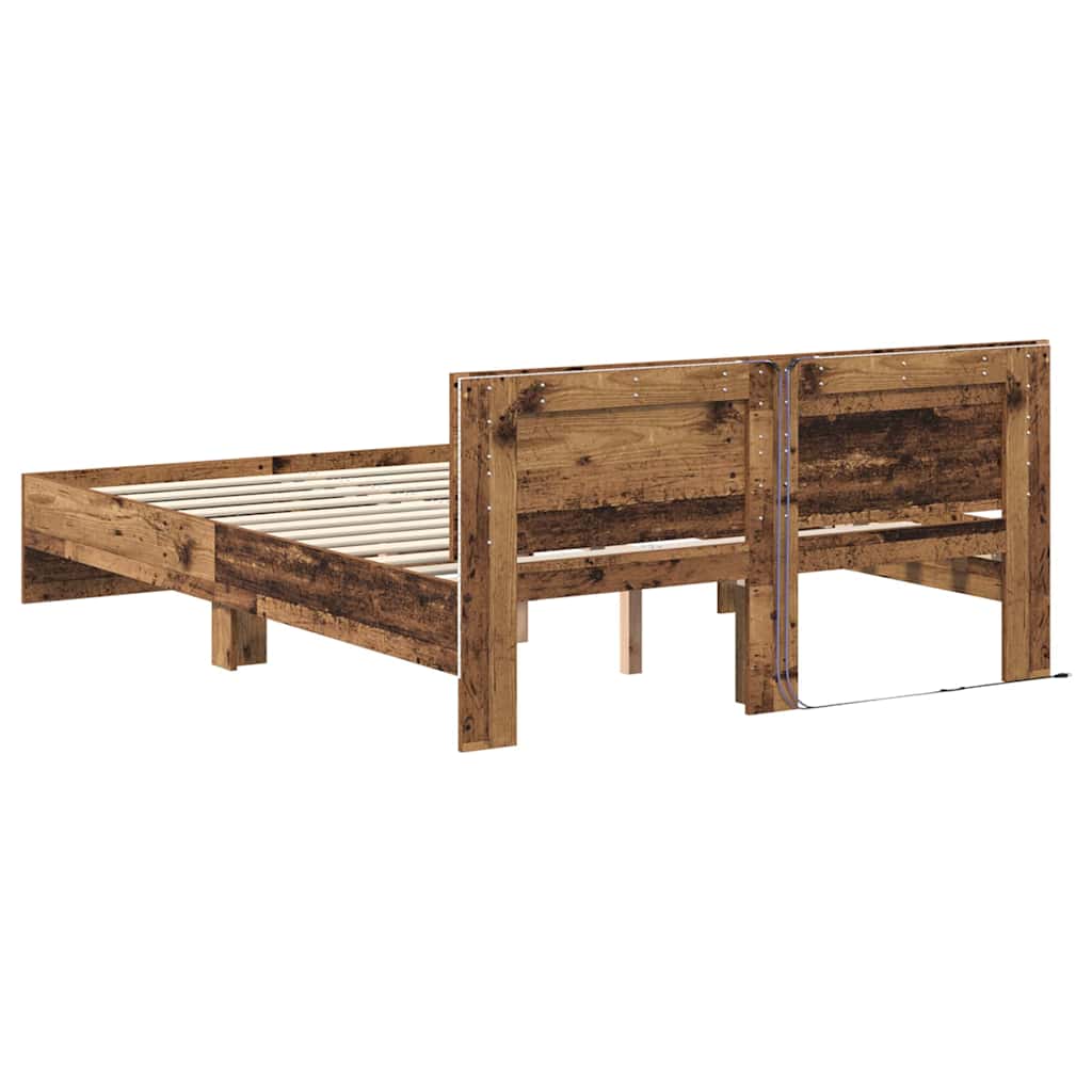 vidaXL Σκελετός Κρεβατιού Παλιό Ξύλο 140 x 200 cm Επεξεργασμένο ξύλο