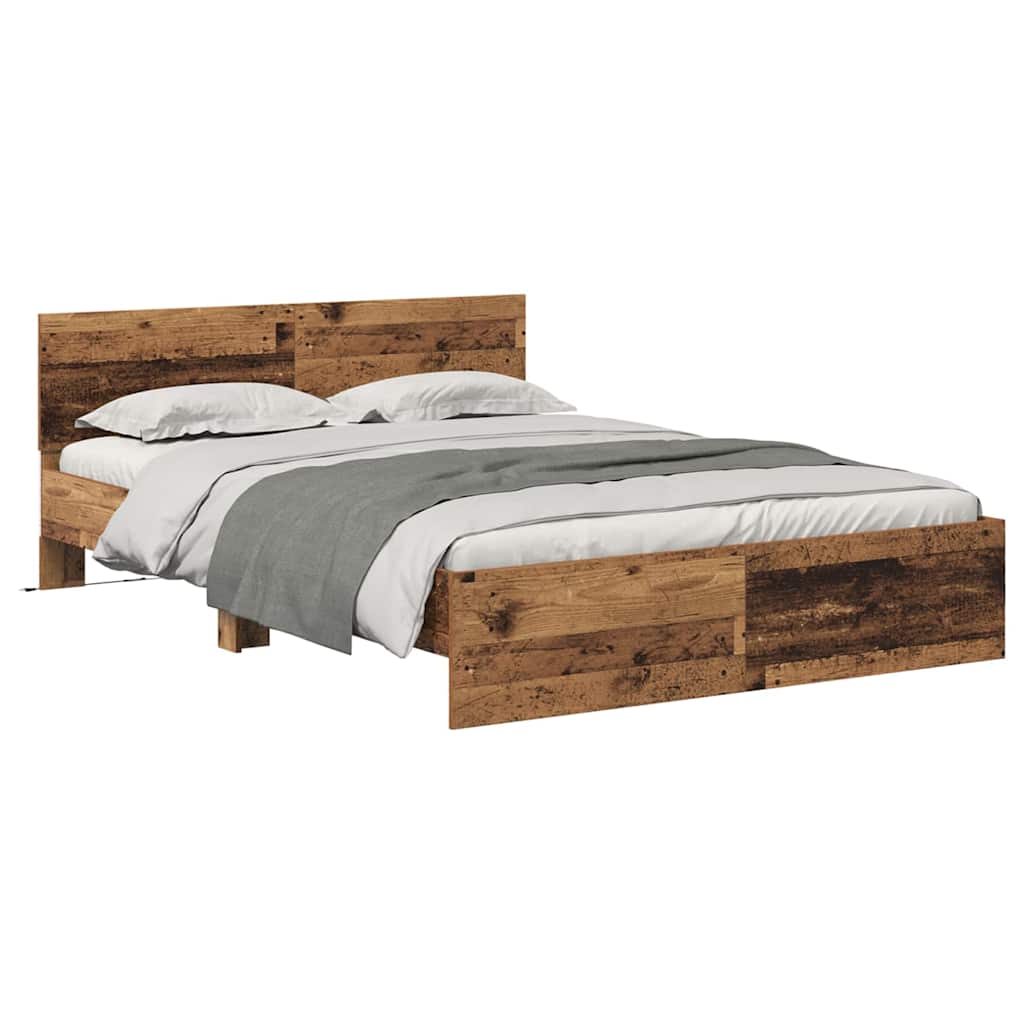 vidaXL Σκελετός Κρεβατιού Παλιό Ξύλο 140 x 200 cm Επεξεργασμένο ξύλο