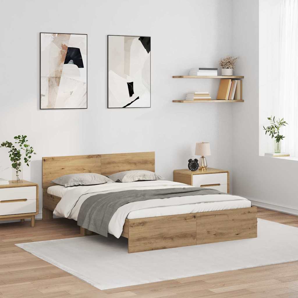 vidaXL Σκελετός Κρεβατιού Artisan Oak 140 x 200 cm Επεξεργασμένο ξύλο