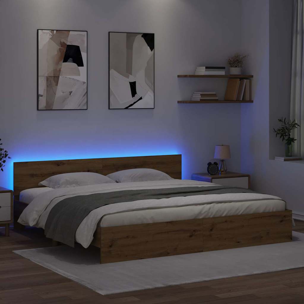 vidaXL Σκελετός Κρεβατιού Artisan Oak 200 x 200 cm Επεξεργασμένο ξύλο