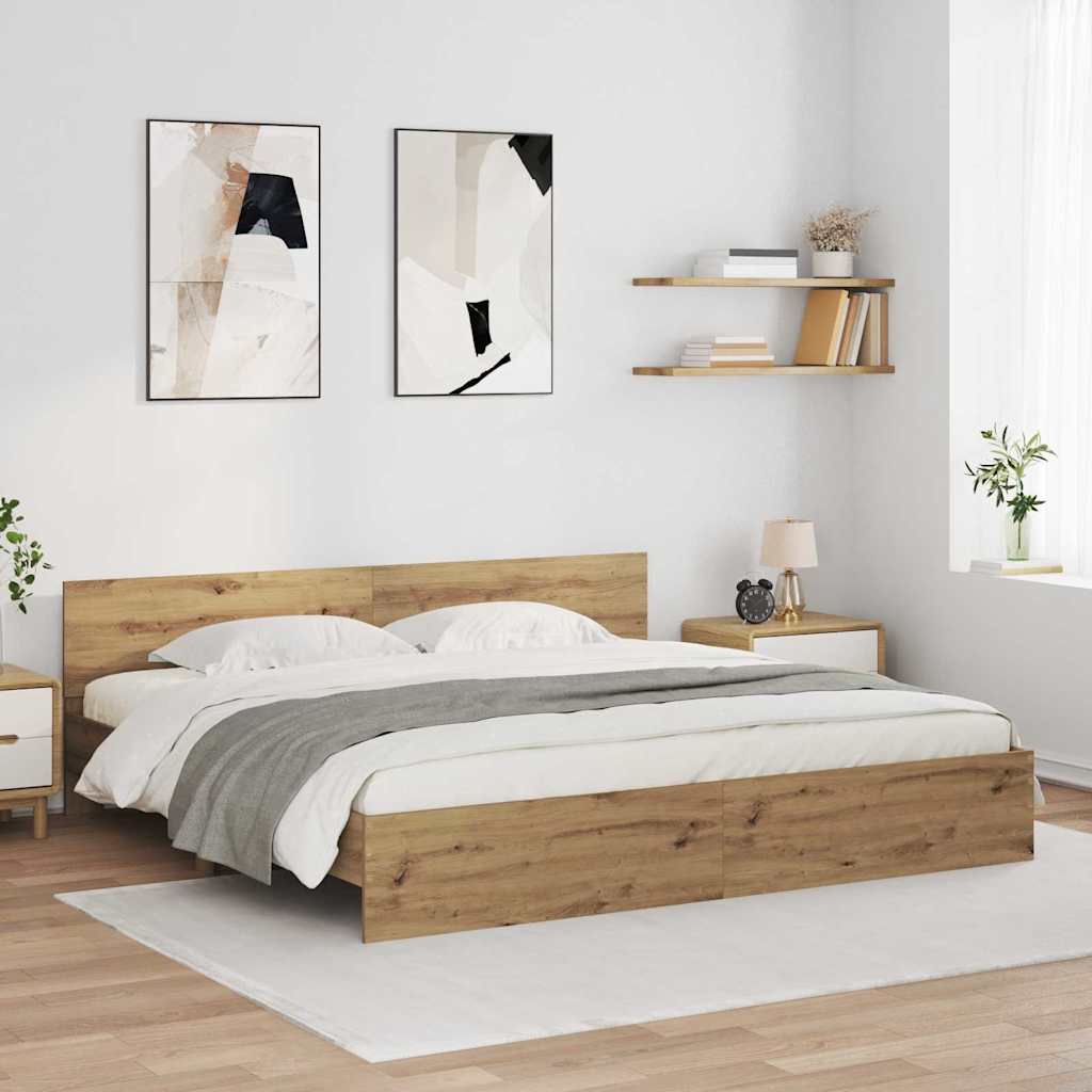 vidaXL Σκελετός Κρεβατιού Artisan Oak 200 x 200 cm Επεξεργασμένο ξύλο