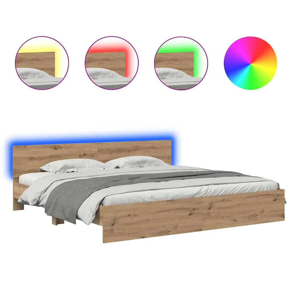 vidaXL Σκελετός Κρεβατιού Artisan Oak 200 x 200 cm Επεξεργασμένο ξύλο