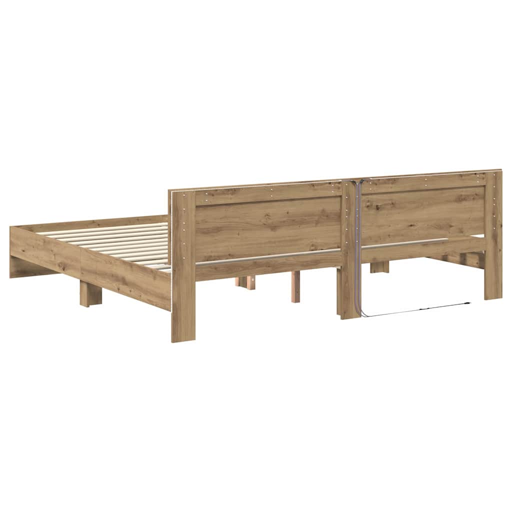vidaXL Σκελετός Κρεβατιού Artisan Oak 200 x 200 cm Επεξεργασμένο ξύλο