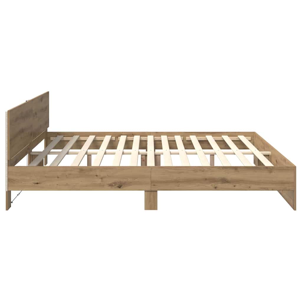 vidaXL Σκελετός Κρεβατιού Artisan Oak 200 x 200 cm Επεξεργασμένο ξύλο