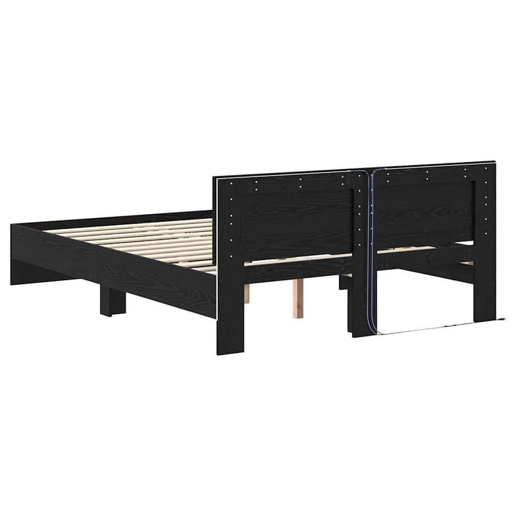 vidaXL Σκελετός Κρεβατιού Μαύρη Οξυά 150 x 200 cm Επεξεργασμένο ξύλο