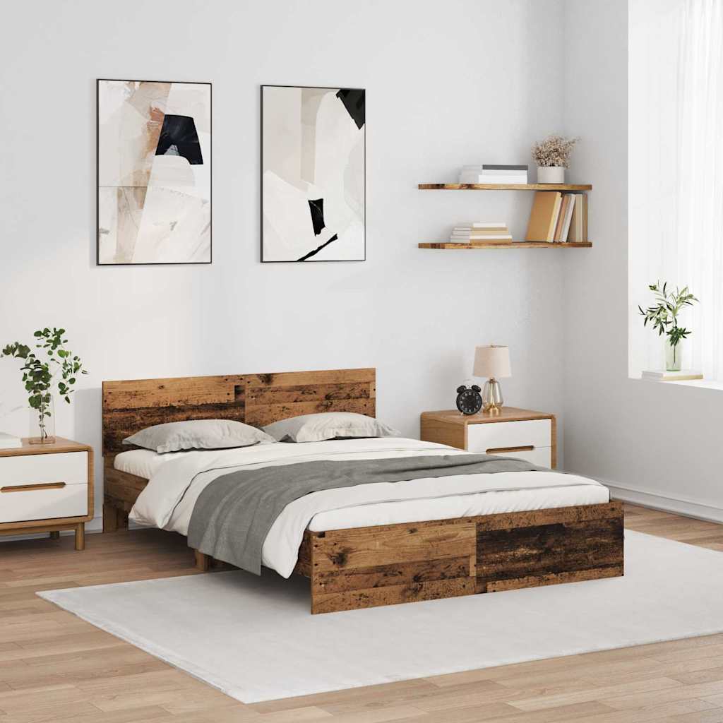 vidaXL Σκελετός Κρεβατιού Παλιό Ξύλο 160 x 200 cm Επεξεργασμένο ξύλο