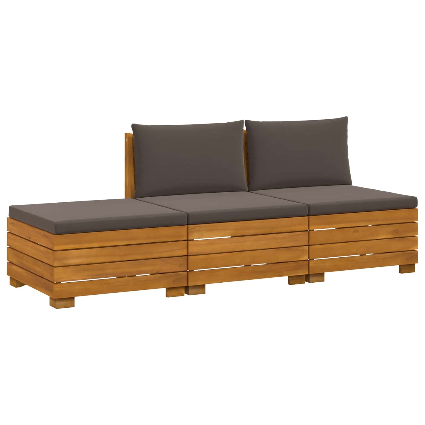vidaXL Σειρά Καναπέ Εξωτερικού 3 Τεμάχιο Καφέ Στερεό Ξύλο Ακακίας