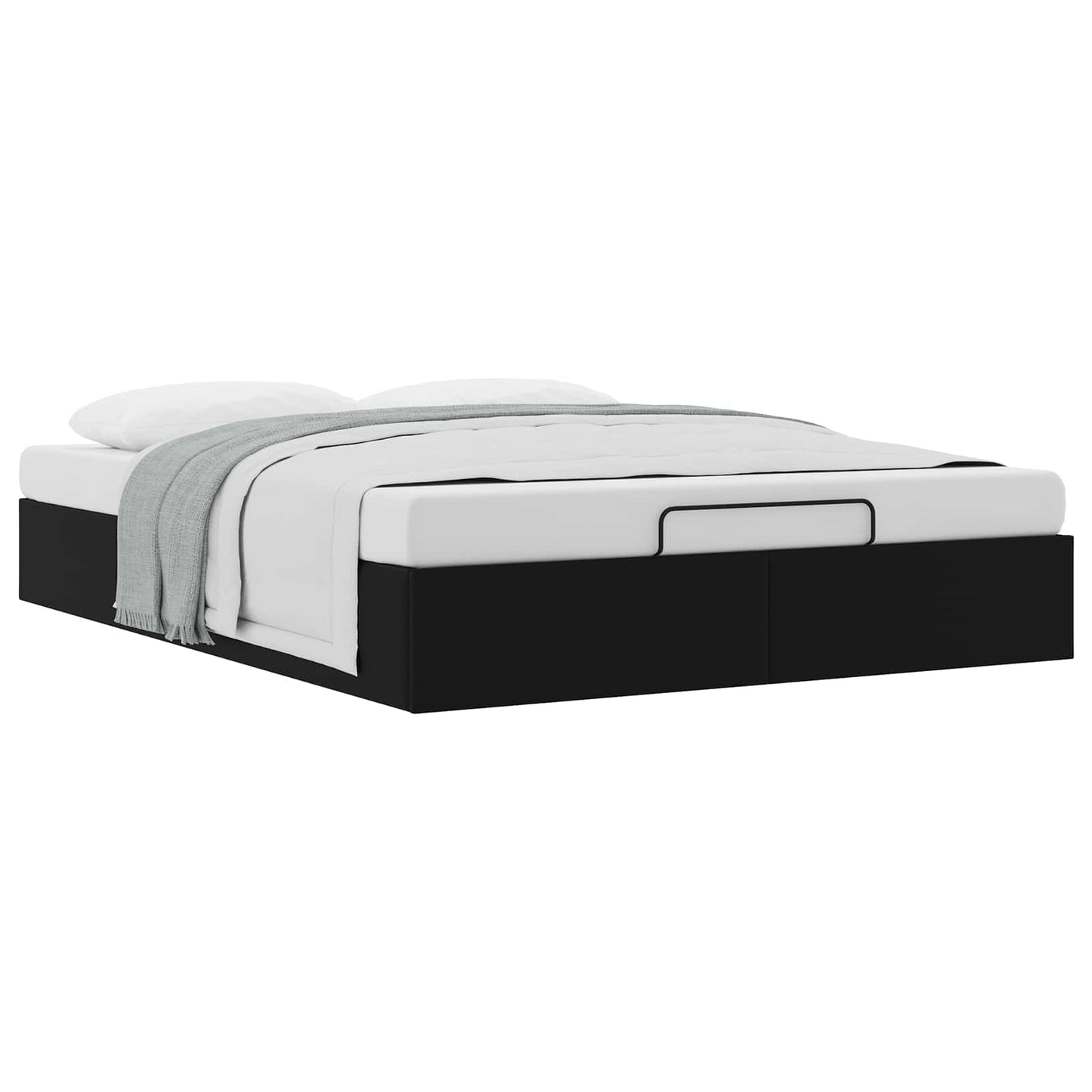 vidaXL Κρεβάτι Οθωμανικού Τύπου Μαύρο 153 x 203 cm Τεχνητό Δέρμα