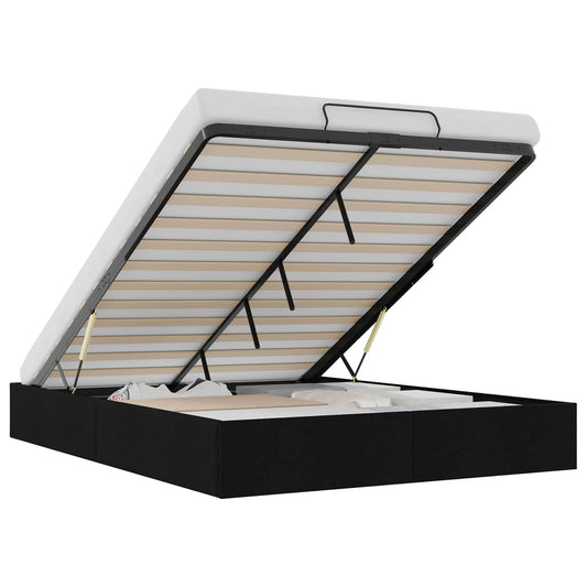 vidaXL Κρεβάτι Οθωμανικού Τύπου Μαύρο 153 x 203 cm Ύφασμα