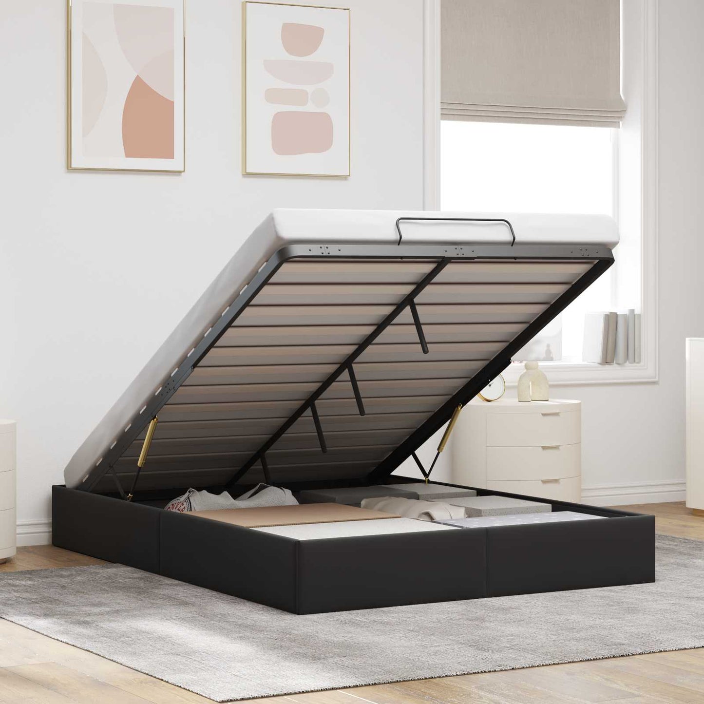 vidaXL Κρεβάτι Οθωμανικού Τύπου Μαύρο 153 x 203 cm Βελούδο