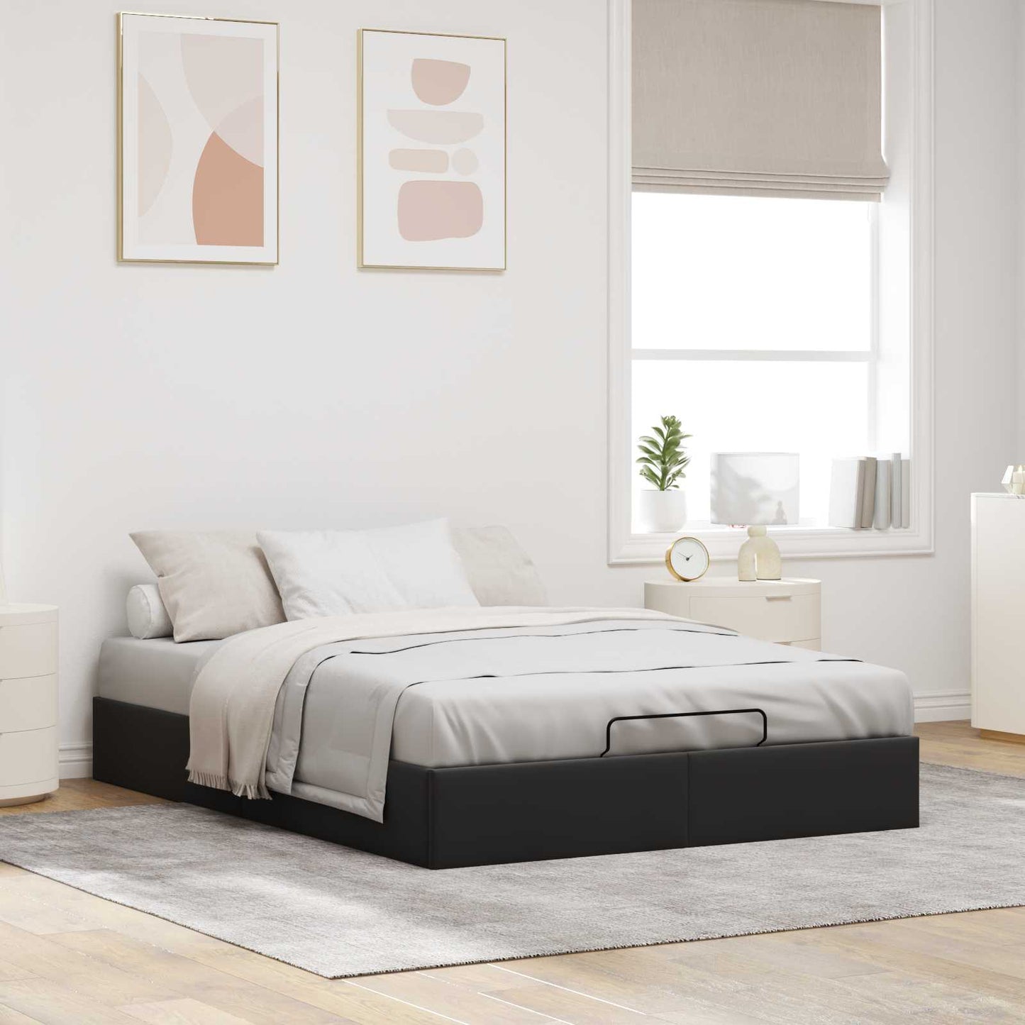 vidaXL Κρεβάτι Οθωμανικού Τύπου Μαύρο 153 x 203 cm Βελούδο