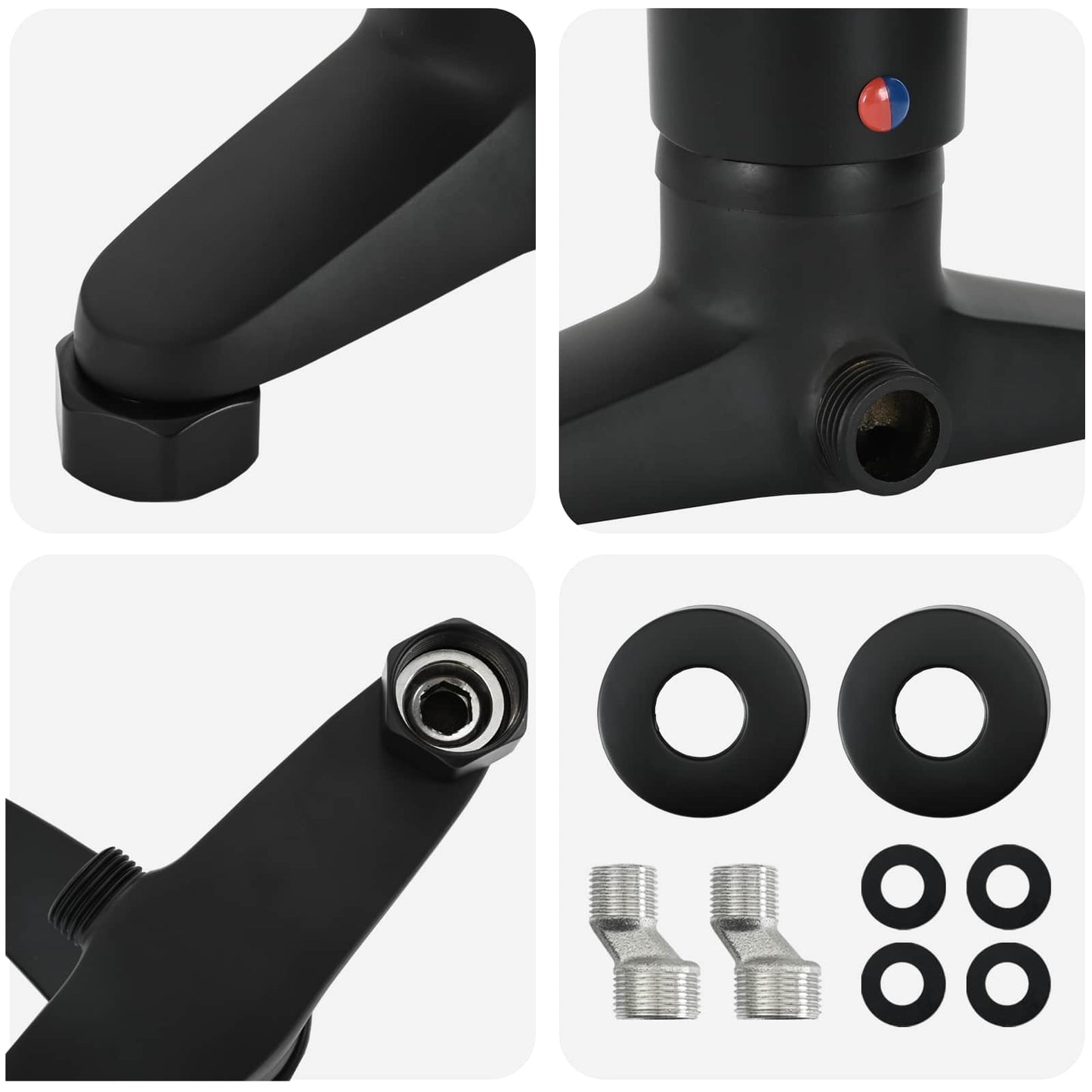 vidaXL Μίξερ ντους Μαύρο G 1 / 2 ίντσες