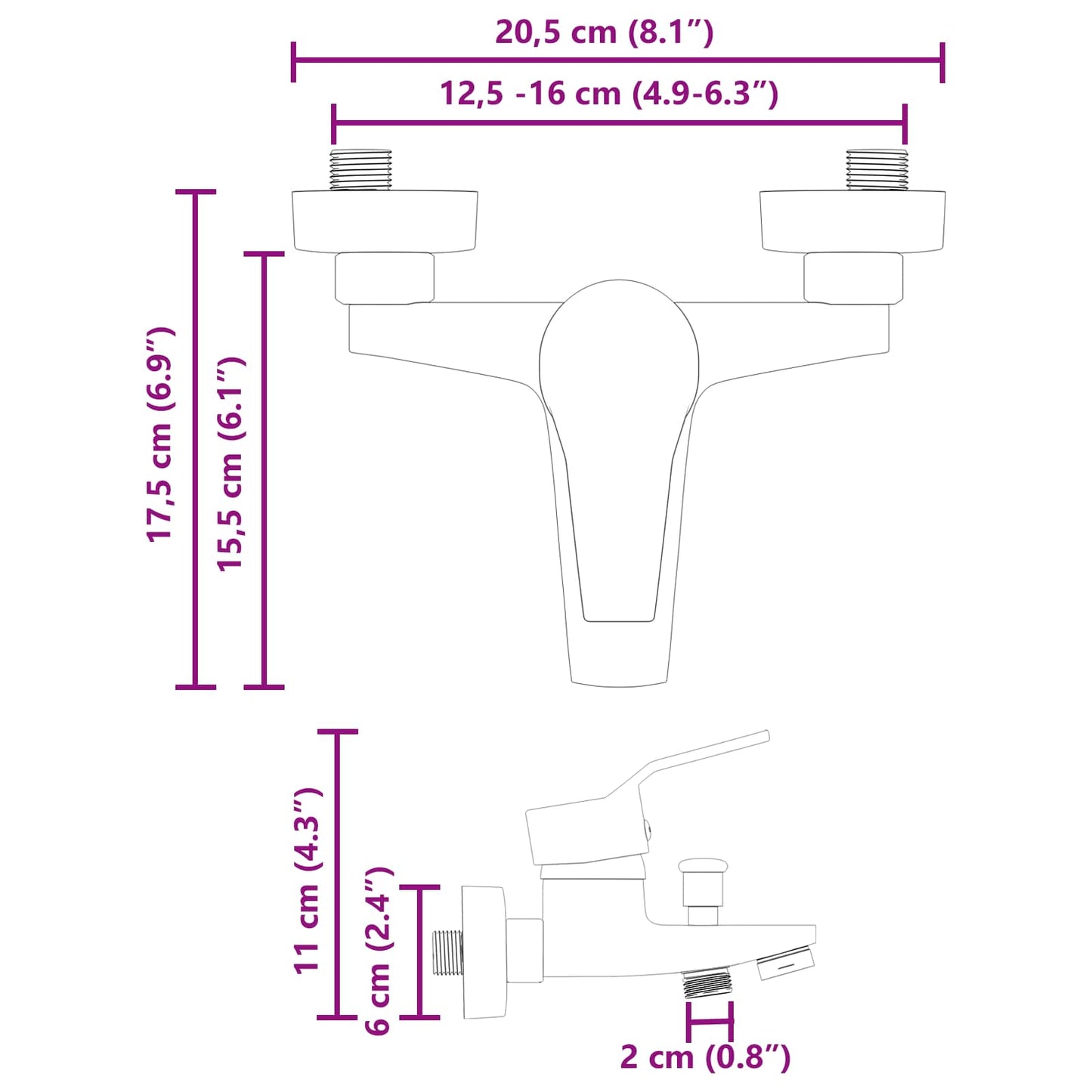 vidaXL Μίξερ ντους Μαύρο G 1 / 2 ίντσες