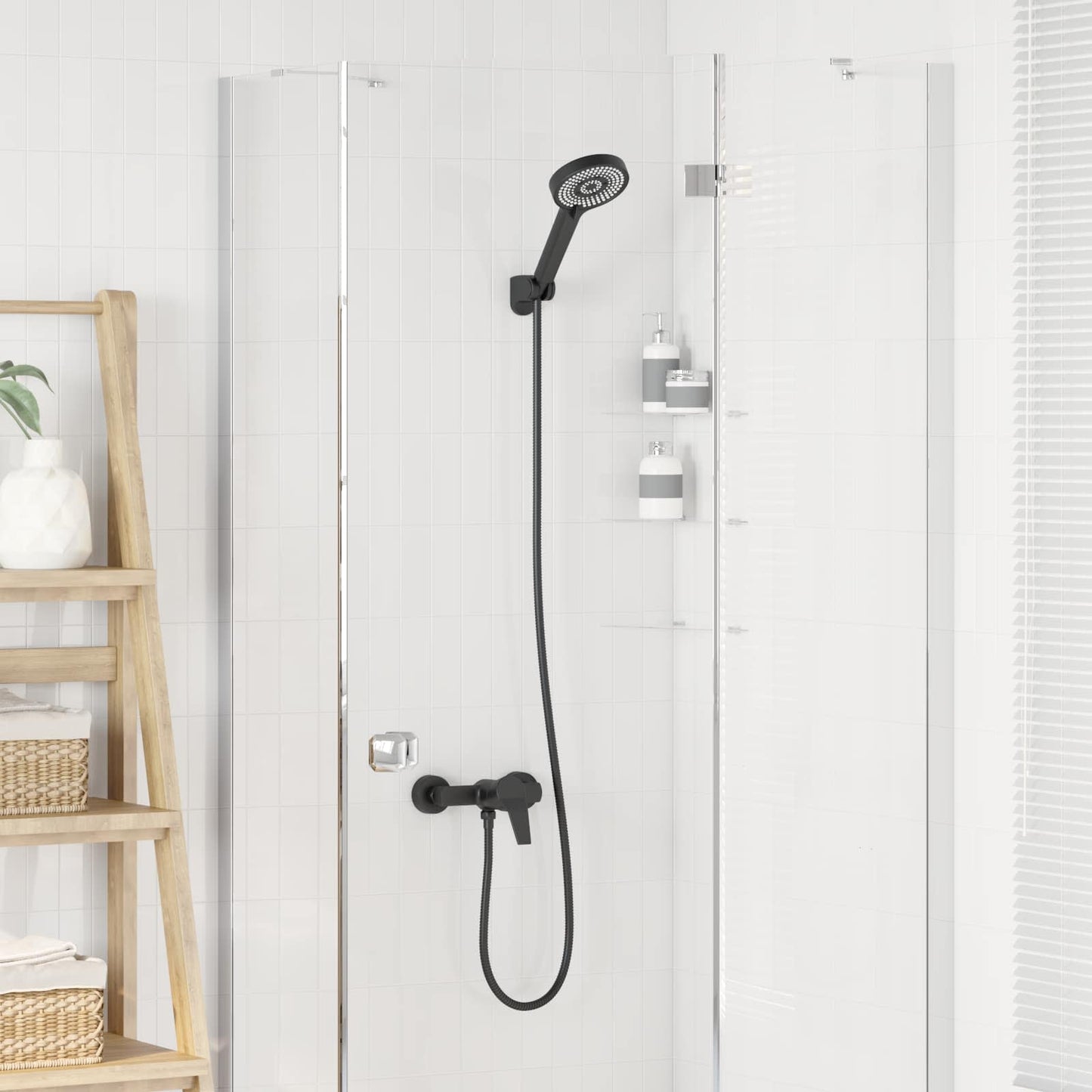 vidaXL Σετ Κεφαλής Ντους Μαύρο G 1 / 2 ίντσες Ορείχαλκος