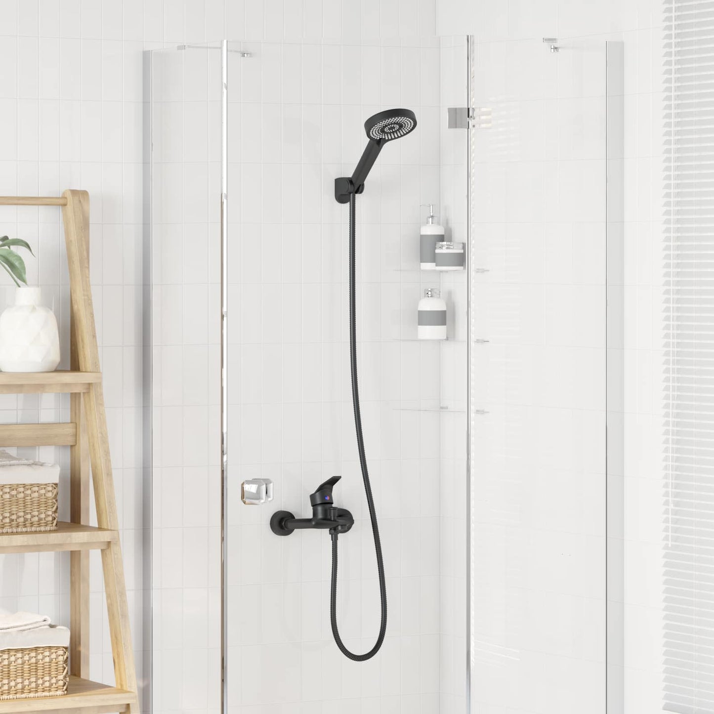 vidaXL Σετ Κεφαλής Ντους Μαύρο G 1 / 2 ίντσες