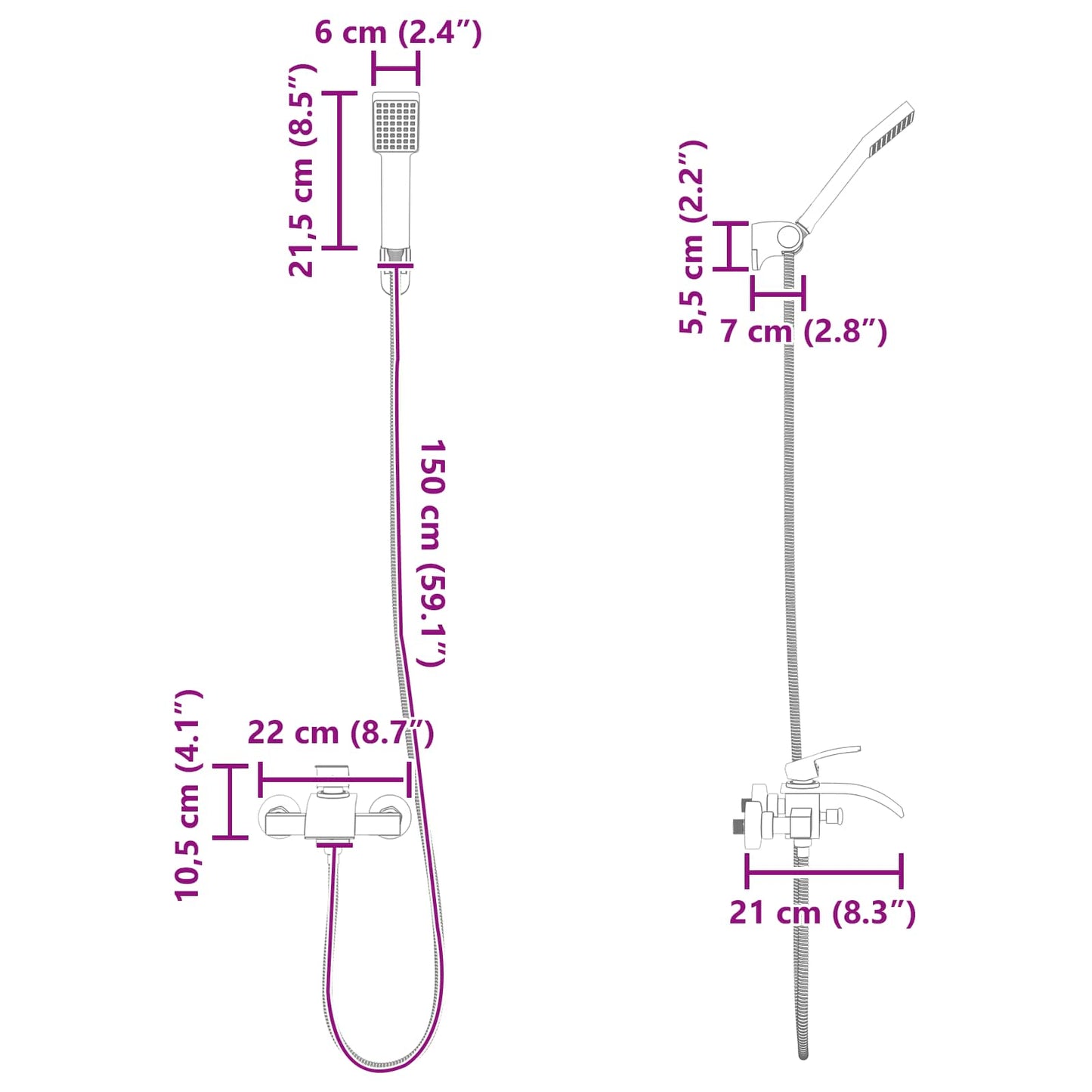 vidaXL Σετ Κεφαλής Ντους Με επίστρωση χρωμίου G 1 / 2 ίντσες