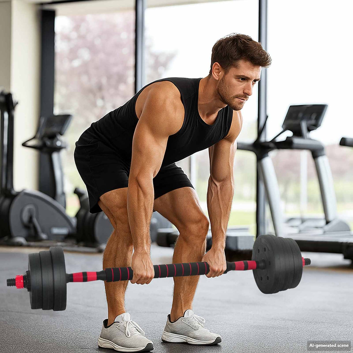 vidaXL Σετ Αλτήρα 4 σε 1 Μαύρο και Κόκκινο 121 x 19,5 x 19,5 cm