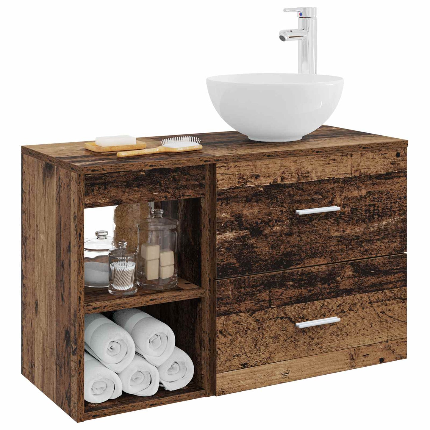 vidaXL Σετ Επίπλων Μπάνιου 2 τμχ. Παλαιωμένο ξύλο Επεξεργασμένο Ξύλο