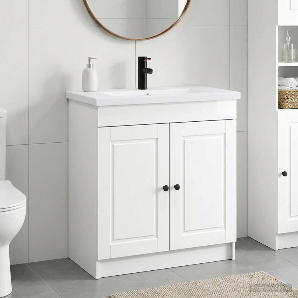 vidaXL Σετ Επίπλων Μπάνιου Γυαλιστερό Λευκό 56 x 37,5 x 81 εκ