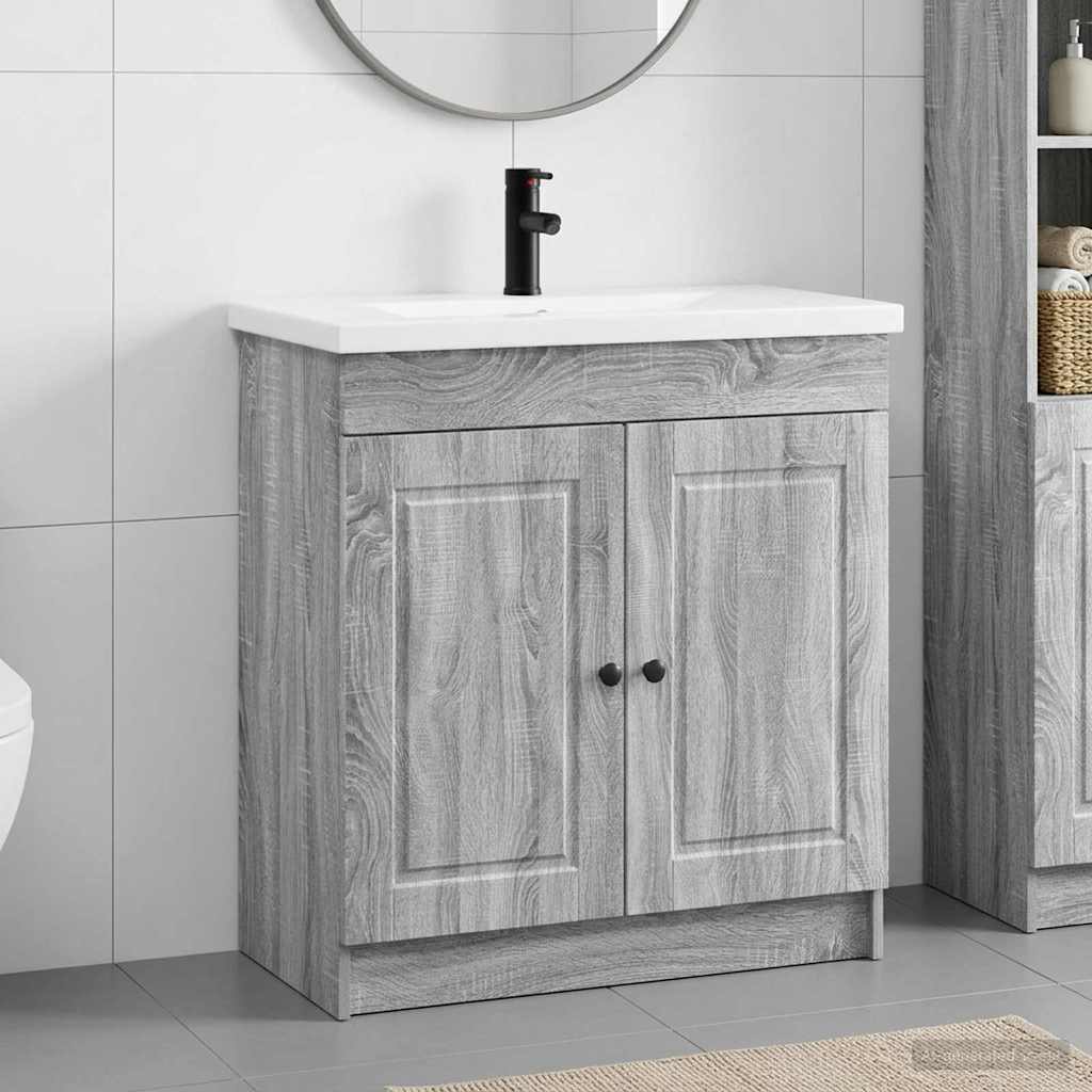 vidaXL Σετ Επίπλων Μπάνιου Γκρι Sonoma 56 x 37,5 x 81 εκ
