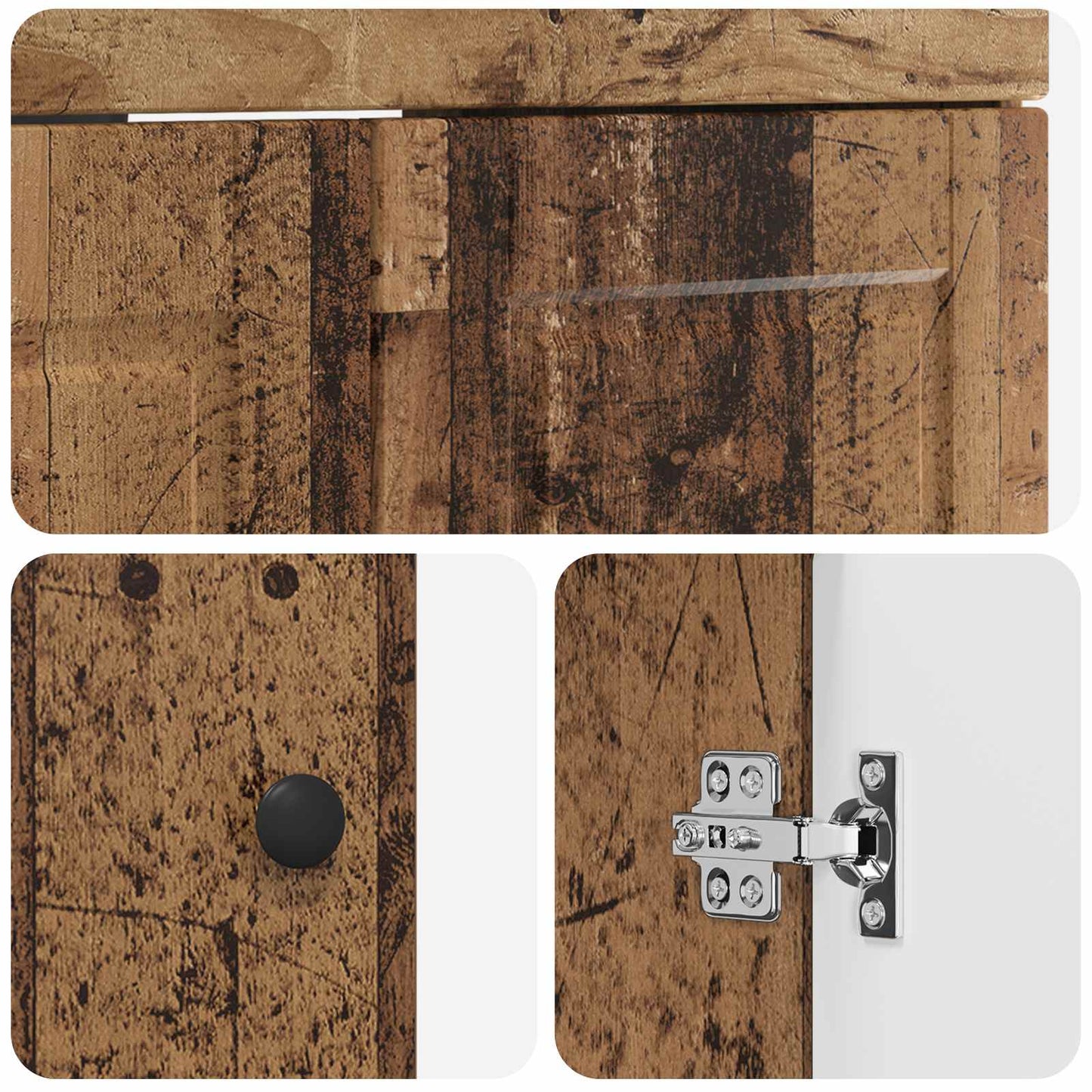 vidaXL Σετ Επίπλων Μπάνιου Παλαιωμένο ξύλο 56 x 37,5 x 81 εκ