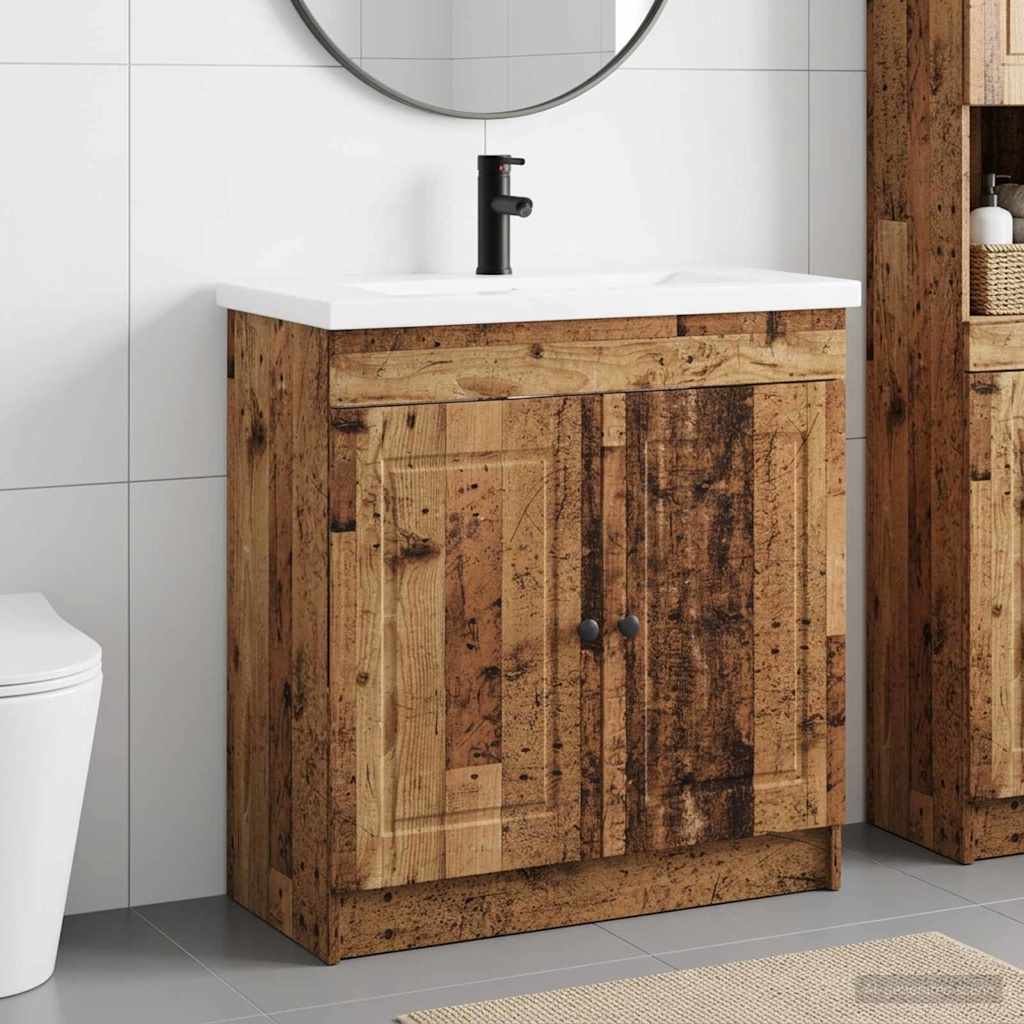 vidaXL Σετ Επίπλων Μπάνιου Παλαιωμένο ξύλο 56 x 37,5 x 81 εκ