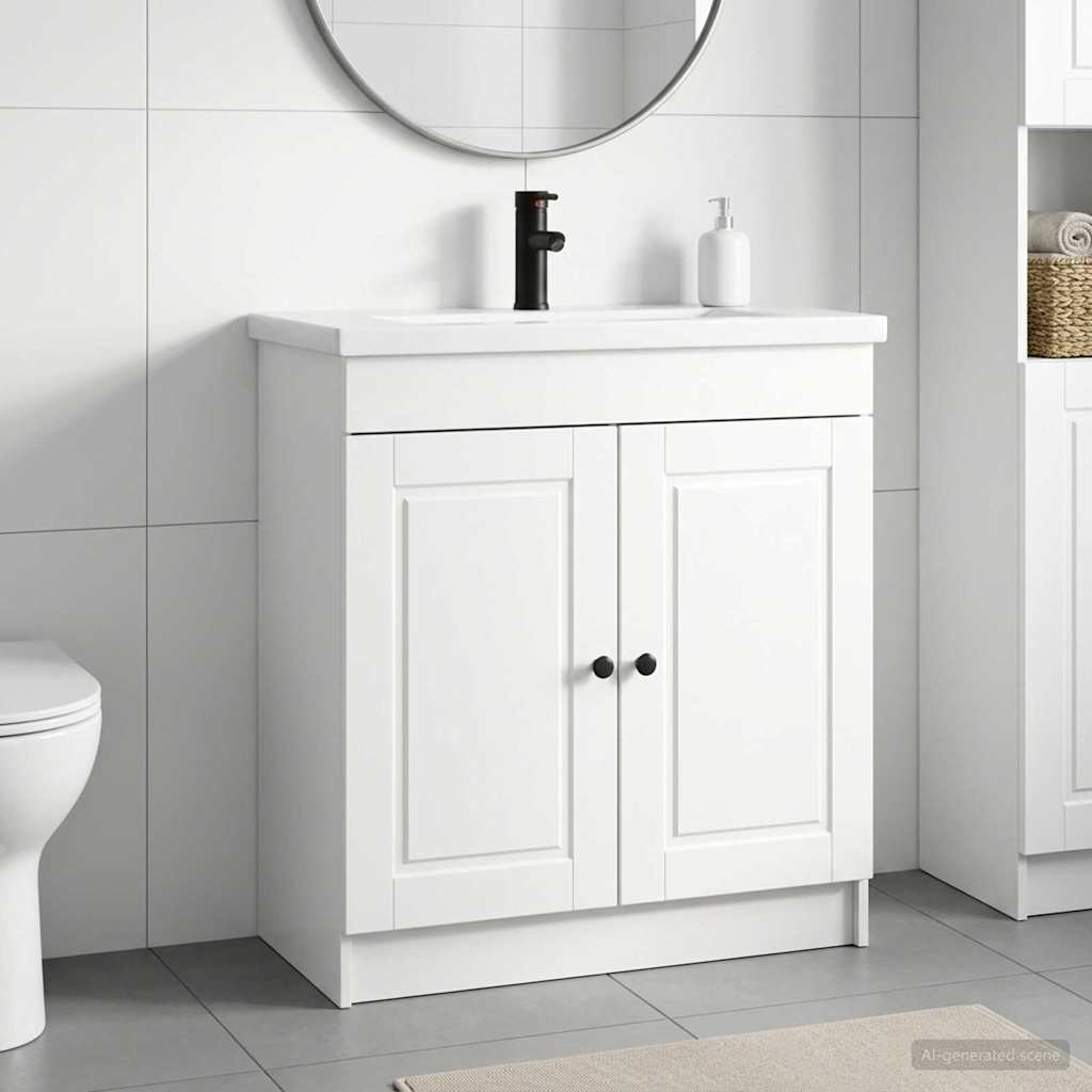 vidaXL Σετ Επίπλων Μπάνιου Γυαλιστερό Λευκό 78,5 x 37,5 x 81 εκ