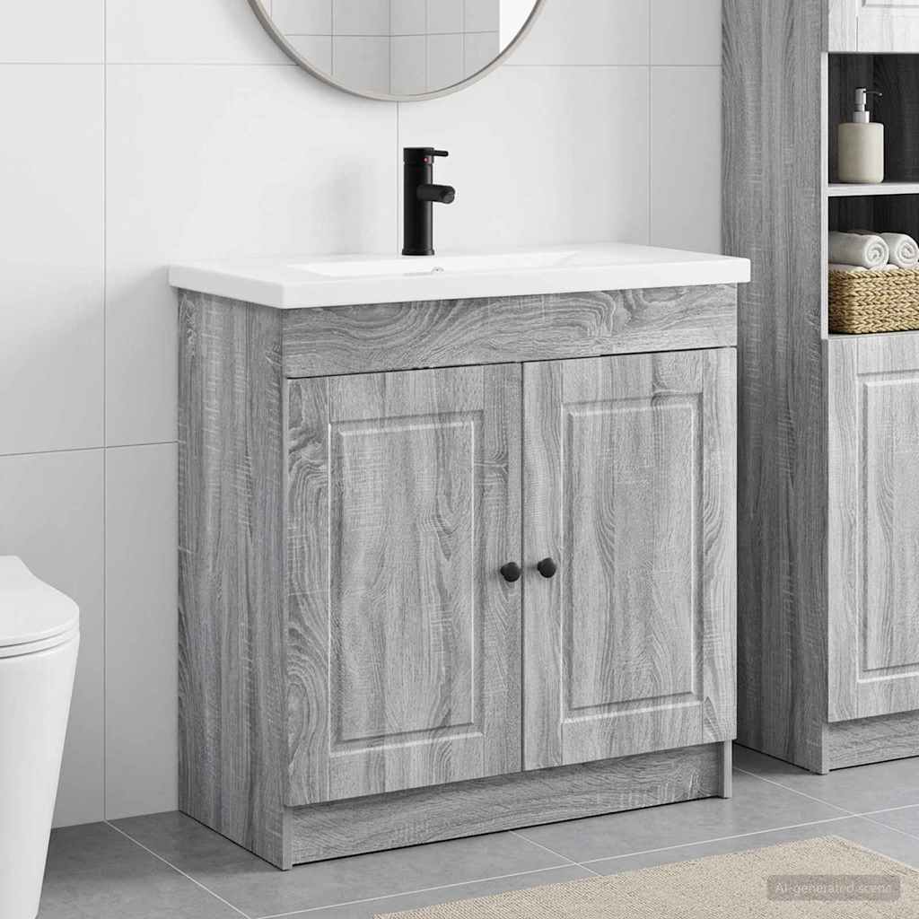 vidaXL Σετ Επίπλων Μπάνιου Γκρι Sonoma 78,5 x 37,5 x 81 εκ