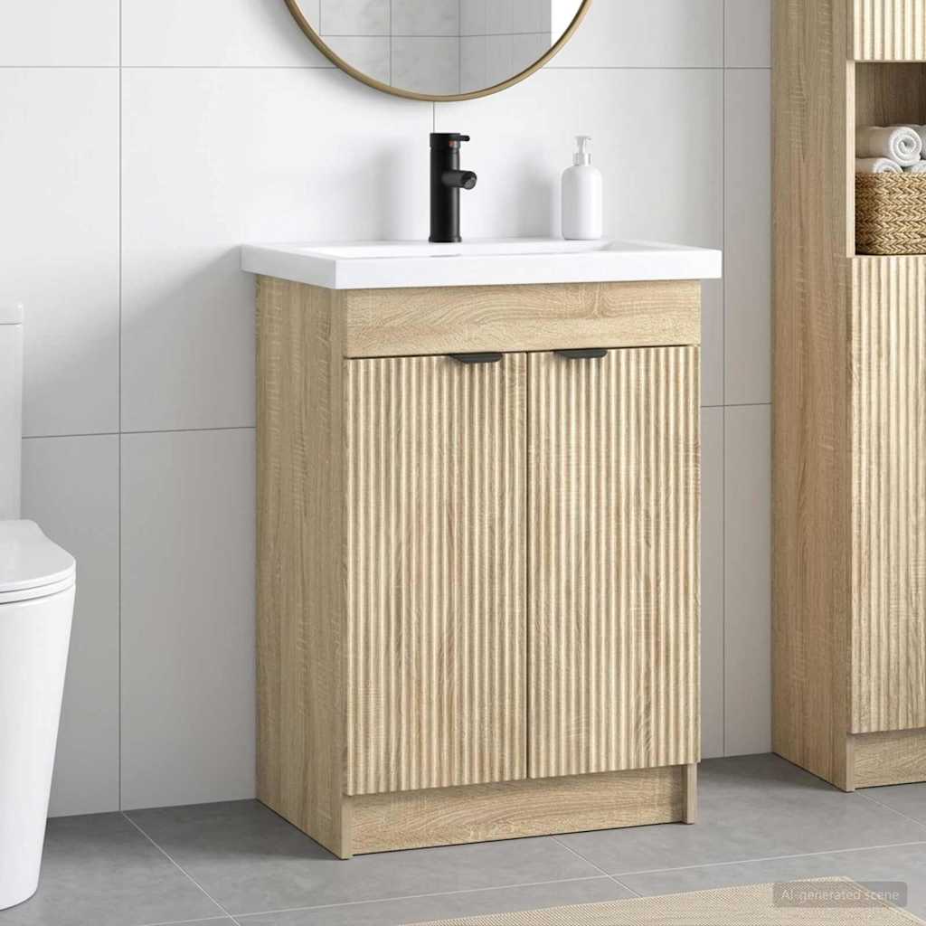vidaXL Σετ Επίπλων Μπάνιου Sonoma Δρυς 56 x 37,5 x 81 εκ