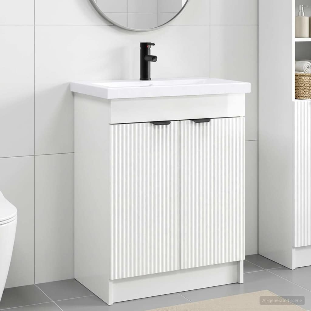 vidaXL Σετ Επίπλων Μπάνιου Γυαλιστερό Λευκό 78,5 x 37,5 x 81 εκ