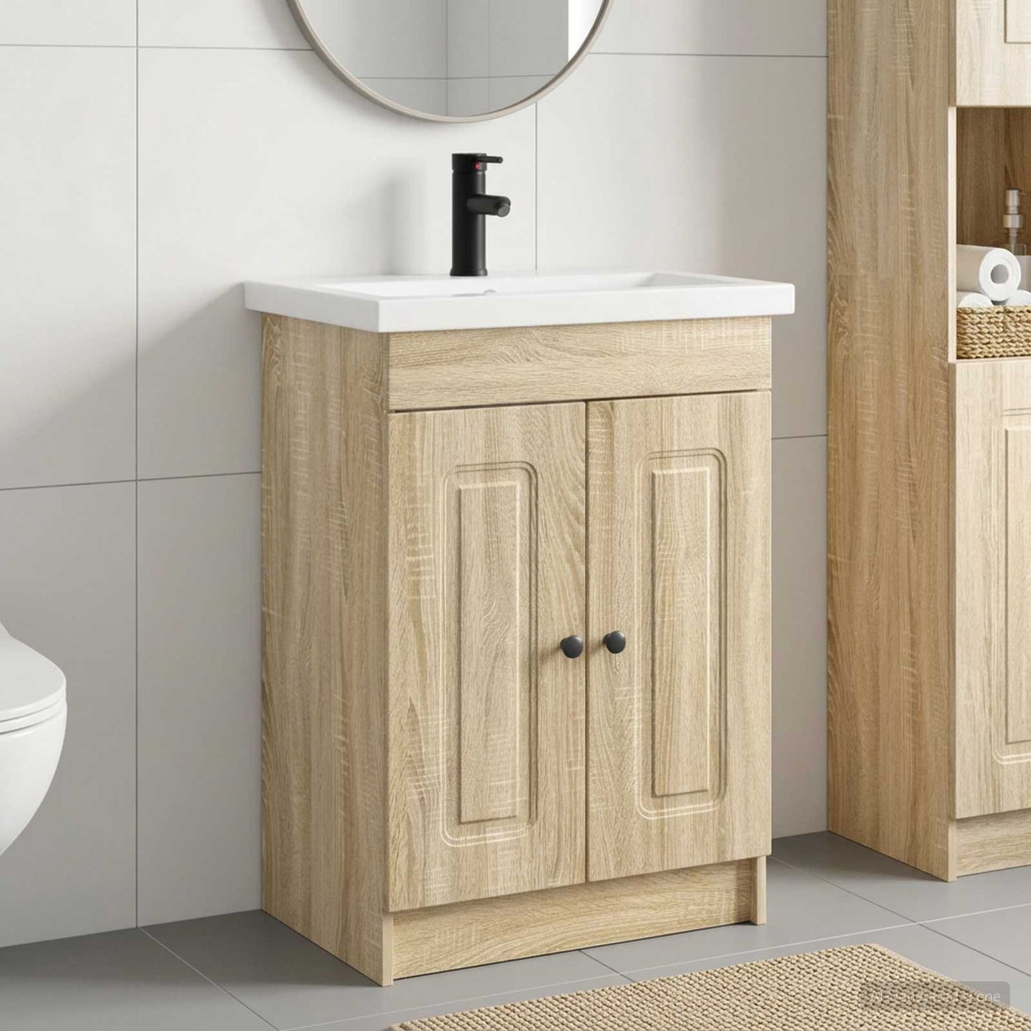 vidaXL Σετ Επίπλων Μπάνιου Sonoma Δρυς 56 x 37,5 x 81 εκ