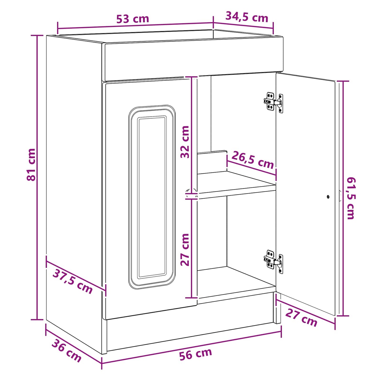 vidaXL Σετ Επίπλων Μπάνιου Γκρι Σκυροδέματος 56 x 37,5 x 81 εκ