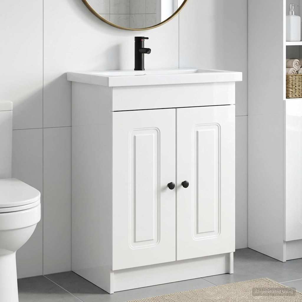 vidaXL Σετ Επίπλων Μπάνιου Γυαλιστερό Λευκό 78,5 x 37,5 x 81 εκ