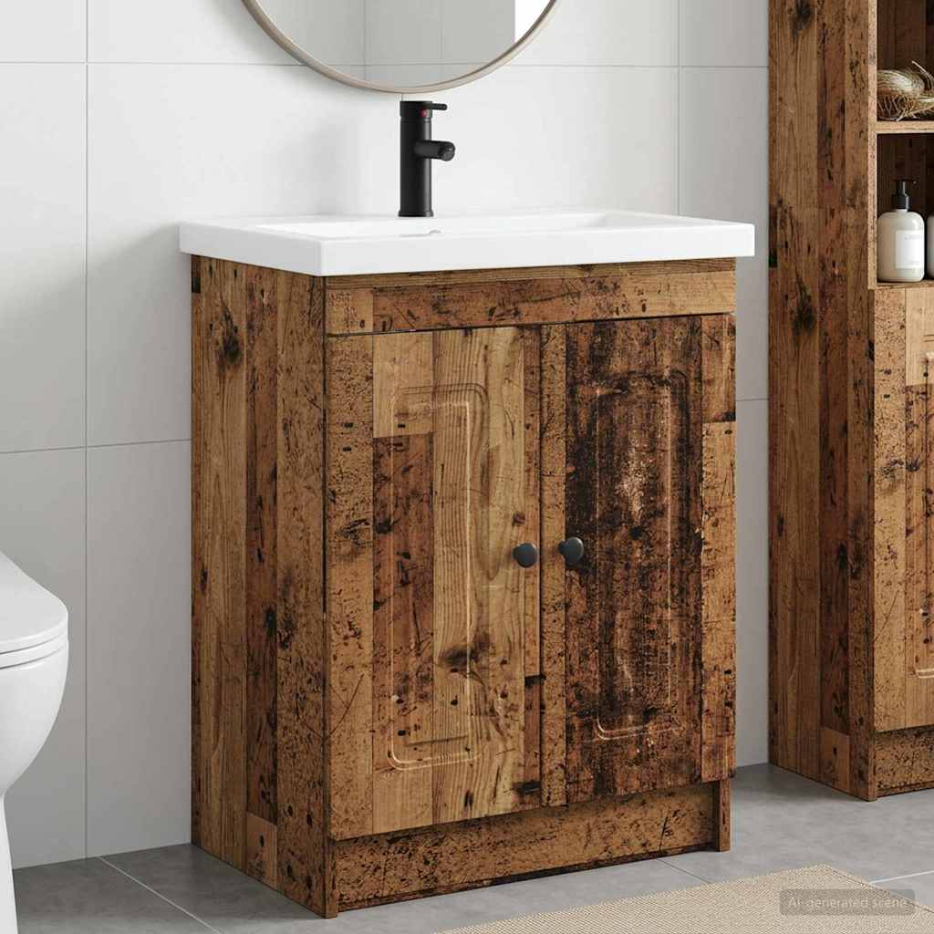 vidaXL Σετ Επίπλων Μπάνιου Παλαιωμένο ξύλο 78,5 x 37,5 x 81 εκ