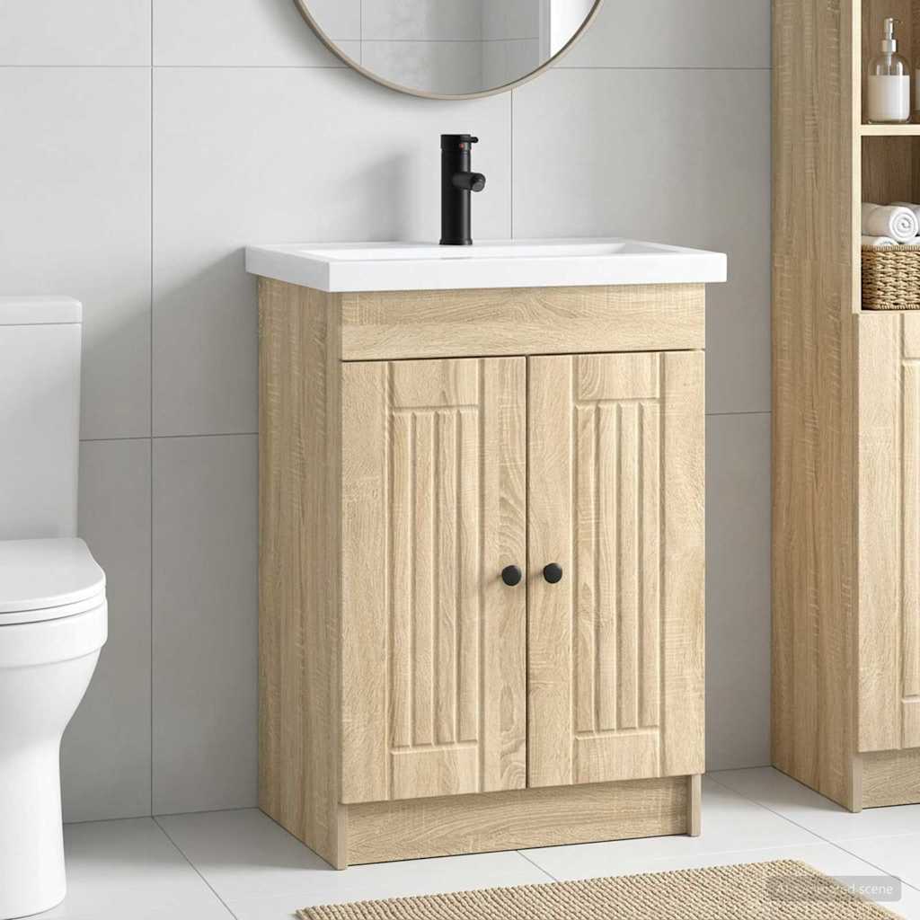 vidaXL Σετ Επίπλων Μπάνιου Sonoma Δρυς 56 x 37,5 x 81 εκ