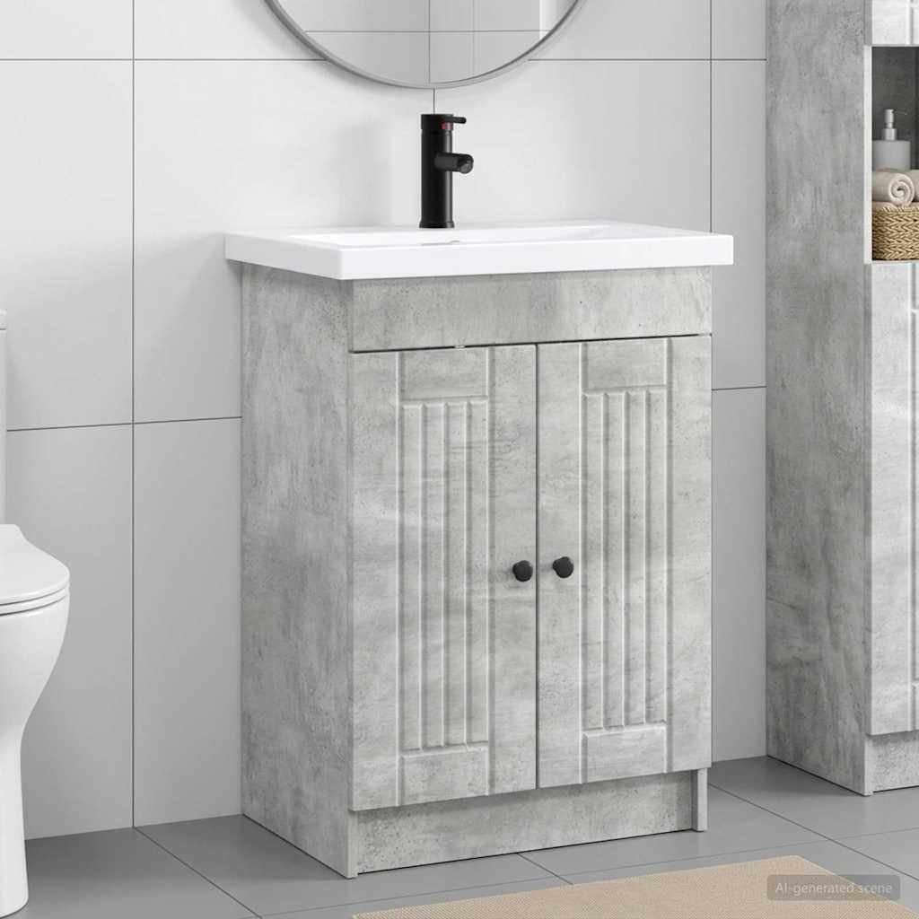 vidaXL Σετ Επίπλων Μπάνιου Γκρι Σκυροδέματος 56 x 37,5 x 81 εκ