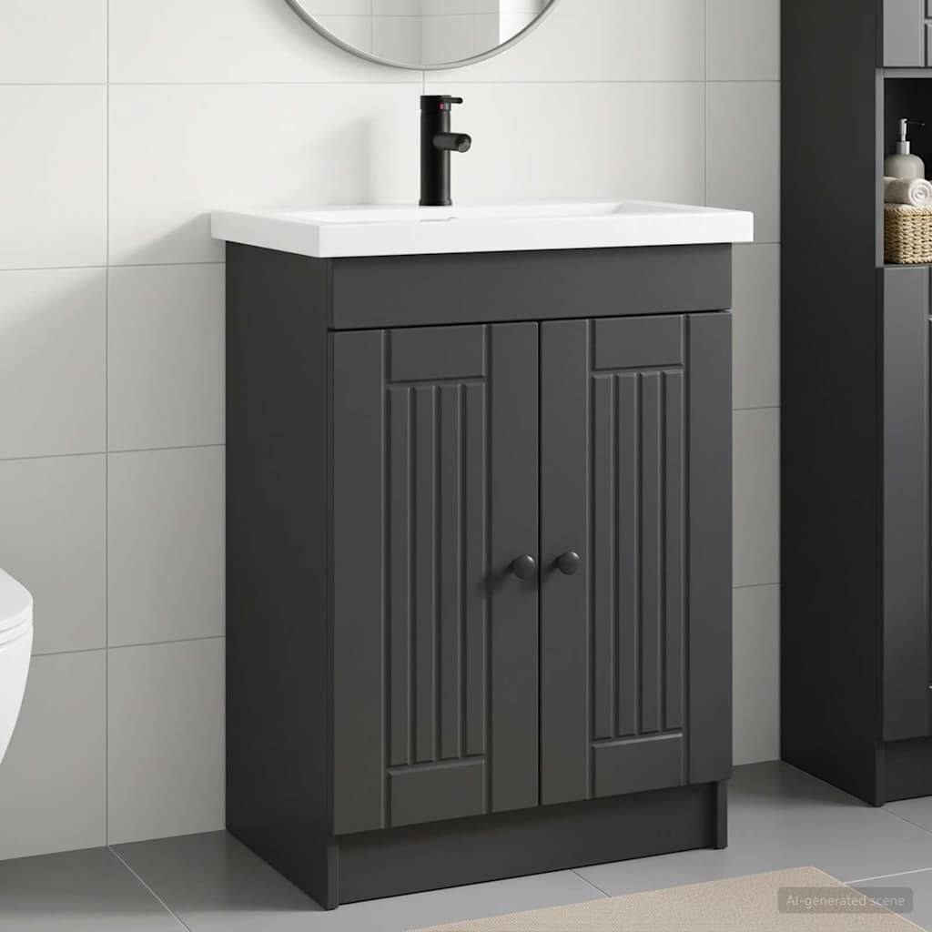 vidaXL Σετ Επίπλων Μπάνιου Μαύρο 78,5 x 37,5 x 81 εκ