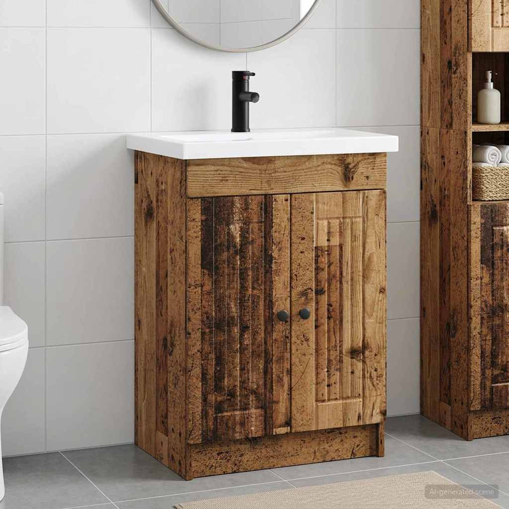 vidaXL Σετ Επίπλων Μπάνιου Παλαιωμένο ξύλο 78,5 x 37,5 x 81 εκ