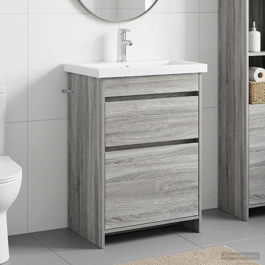 vidaXL Σετ Επίπλων Μπάνιου Γκρι Sonoma 61 x 40 x 84,5 εκ