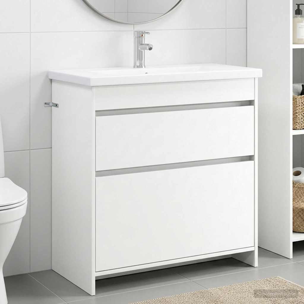 vidaXL Σετ Επίπλων Μπάνιου Λευκό 81 x 40 x 84,5 εκ Επεξεργασμένο Ξύλο