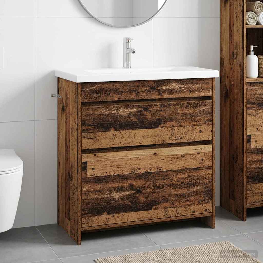 vidaXL Σετ Επίπλων Μπάνιου Παλαιωμένο ξύλο 81 x 40 x 84,5 εκ