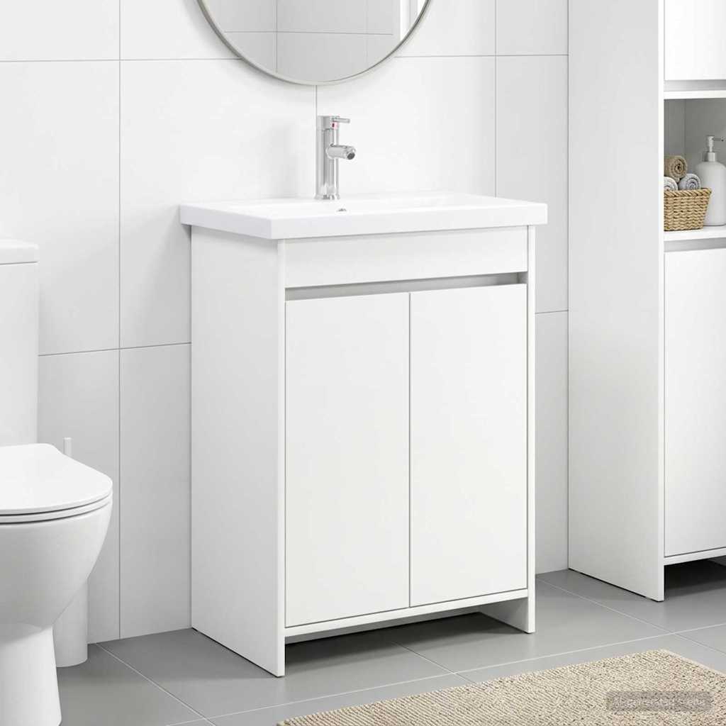vidaXL Σετ Επίπλων Μπάνιου Λευκό 81 x 40 x 84,5 εκ Επεξεργασμένο Ξύλο