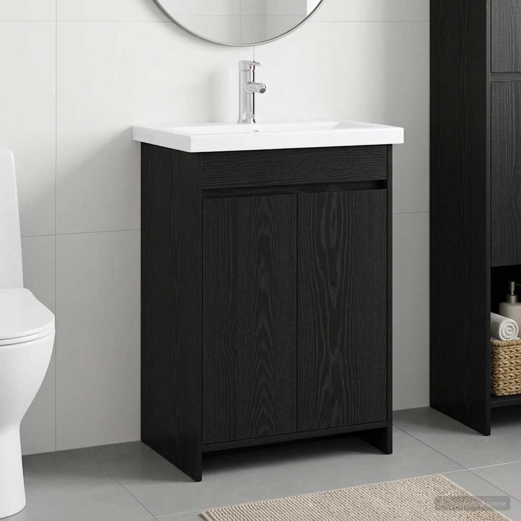 vidaXL Σετ Επίπλων Μπάνιου Μαύρη Δρυς 81 x 40 x 84,5 εκ