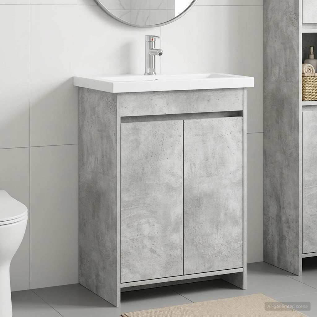 vidaXL Σετ Επίπλων Μπάνιου Γκρι Σκυροδέματος 81 x 40 x 84,5 εκ
