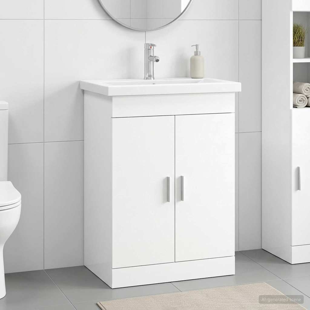 vidaXL Σετ Επίπλων Μπάνιου Λευκό 61 x 40 x 84,5 εκ Επεξεργασμένο Ξύλο