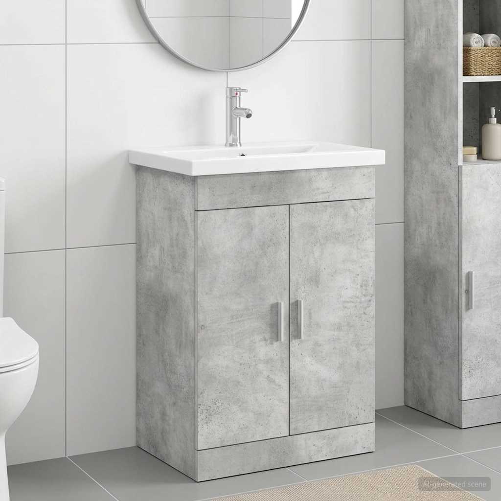 vidaXL Σετ Επίπλων Μπάνιου Γκρι Σκυροδέματος 61 x 40 x 84,5 εκ