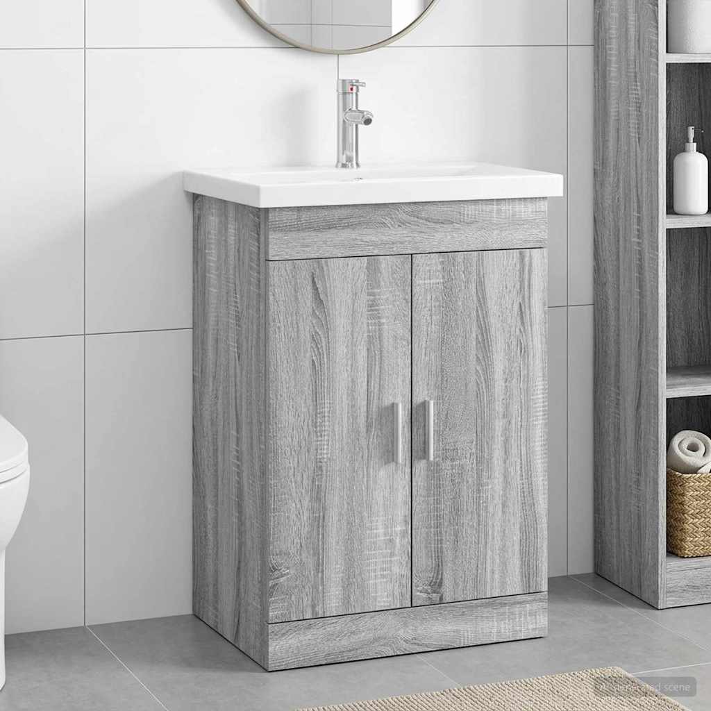vidaXL Σετ Επίπλων Μπάνιου Γκρι Sonoma 61 x 40 x 84,5 εκ